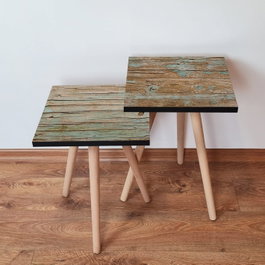 Hanah Home Mesa Nido 2 Piezas Verde y Marrón